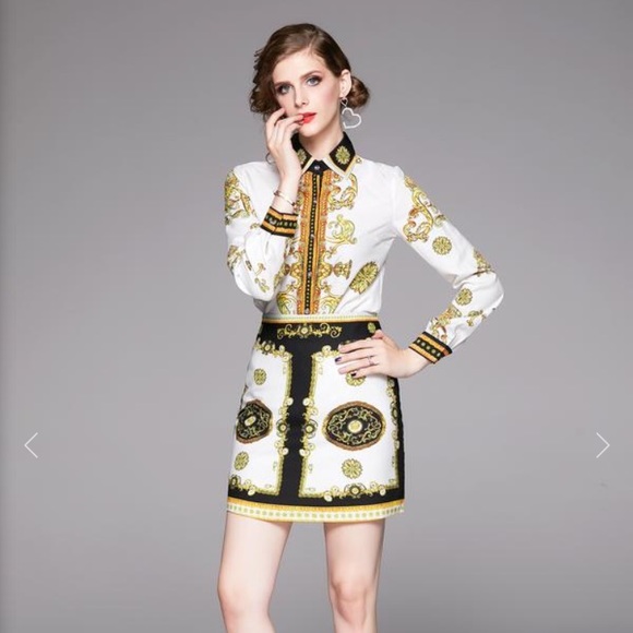 NWT Baroque Button Down Shirt - Picture 2 of 7